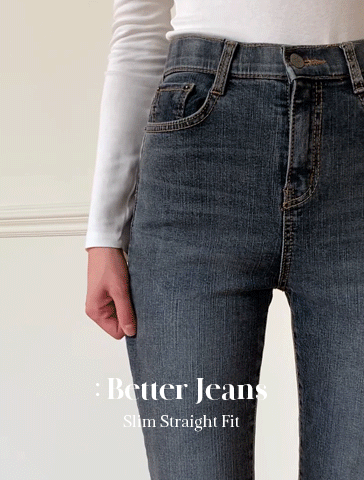 [1만5천장돌파][S-L][made] Better Jeans (No.35) 슬림 스트레이트 [2Types기본/롱(+5cm) (중청)일자핏/데일리룩/청바지/간절기/봄/가을/일자데님/슬림데님/데님팬츠/데일리/출근룩/직장룩