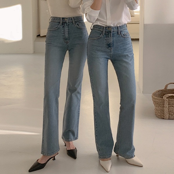 [1천장돌파][S-L][자체보정/엠디추천][made] Better Jeans (No.146) 슬림 롱 부츠컷 [2Types기본/롱(+5cm)] (그레이시블루) (봄/간절기/데일리/데님/청바지/부츠컷/하이웨스트/밴딩)