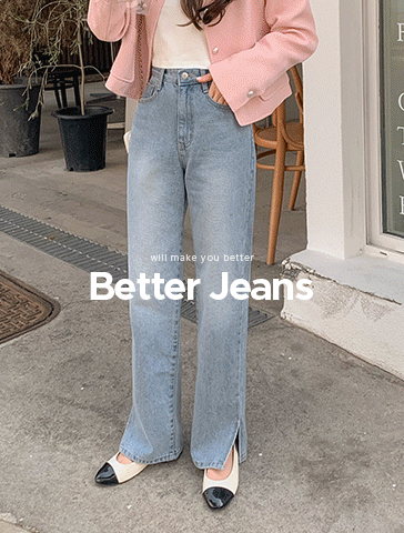 [S-L][슬릿디테일♥][made]  Better Jeans (No.119) 세미 와이드 트임 (데일리쿨블루)신상/베스트/간절기/봄여성/데일리/베러진/데님팬츠/와이드팬츠/세미와이드팬츠/슬릿팬츠/트임팬츠
