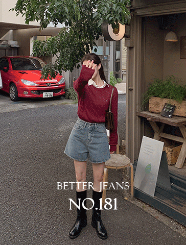 [S-L][하체보정핏][made] Better Jeans (No.181) 숏 데님 (톤다운코지블루) (가을/간절기/데일리/숏팬츠/반바지/가을반바지/반팬츠/데일리룩)