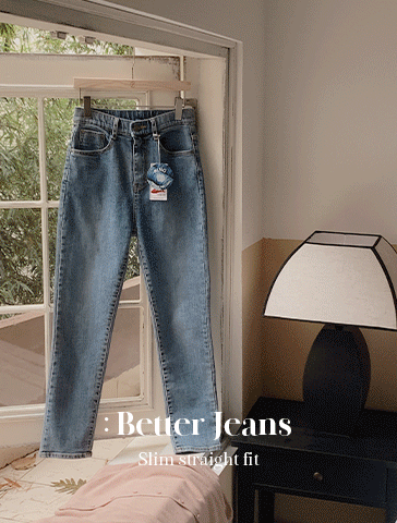 [S-L][링사:촉감굿♥][made] Better Jeans (No.148) 슬림 스트레이트 [2Types기본/롱(+5cm)] (데일리블루)(봄/봄신상/간절기/데일리/청바지/일자바지/연청/중청/하객룩/개강룩)