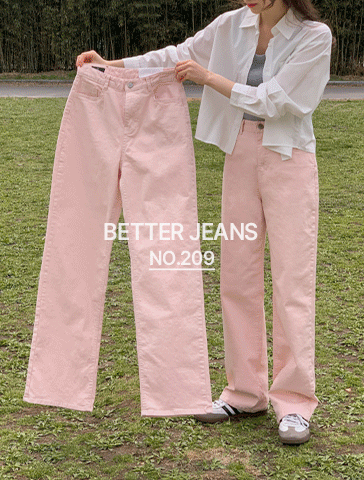 [핑크팬츠입문용🍑/인생샷보장/고객만족도best핏][made] Better Jeans (No.209) 세미 와이드 [2Types기본/롱(+5cm)] (피치퍼즈) (봄/여름/간절기/데일리/데일리룩/출근룩/데이트룩/핑크바지)